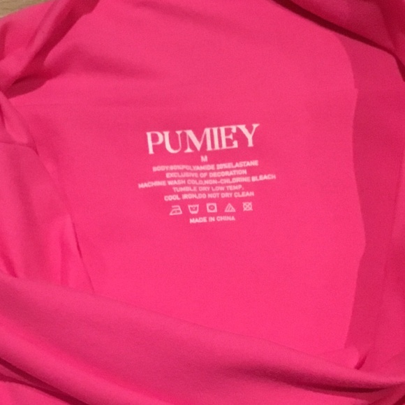 NWT PUMIEY Pink Crew Neck Long Sleeve Bodysuit Size Medium - Picture 7 of 7